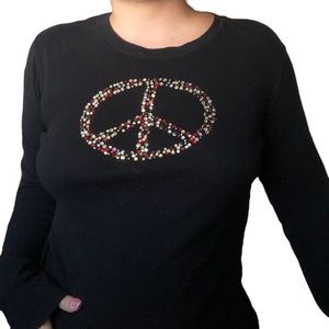 Y2K LUCKY BRAND MCBLING PEACE SIGN LONG-SLEEVE